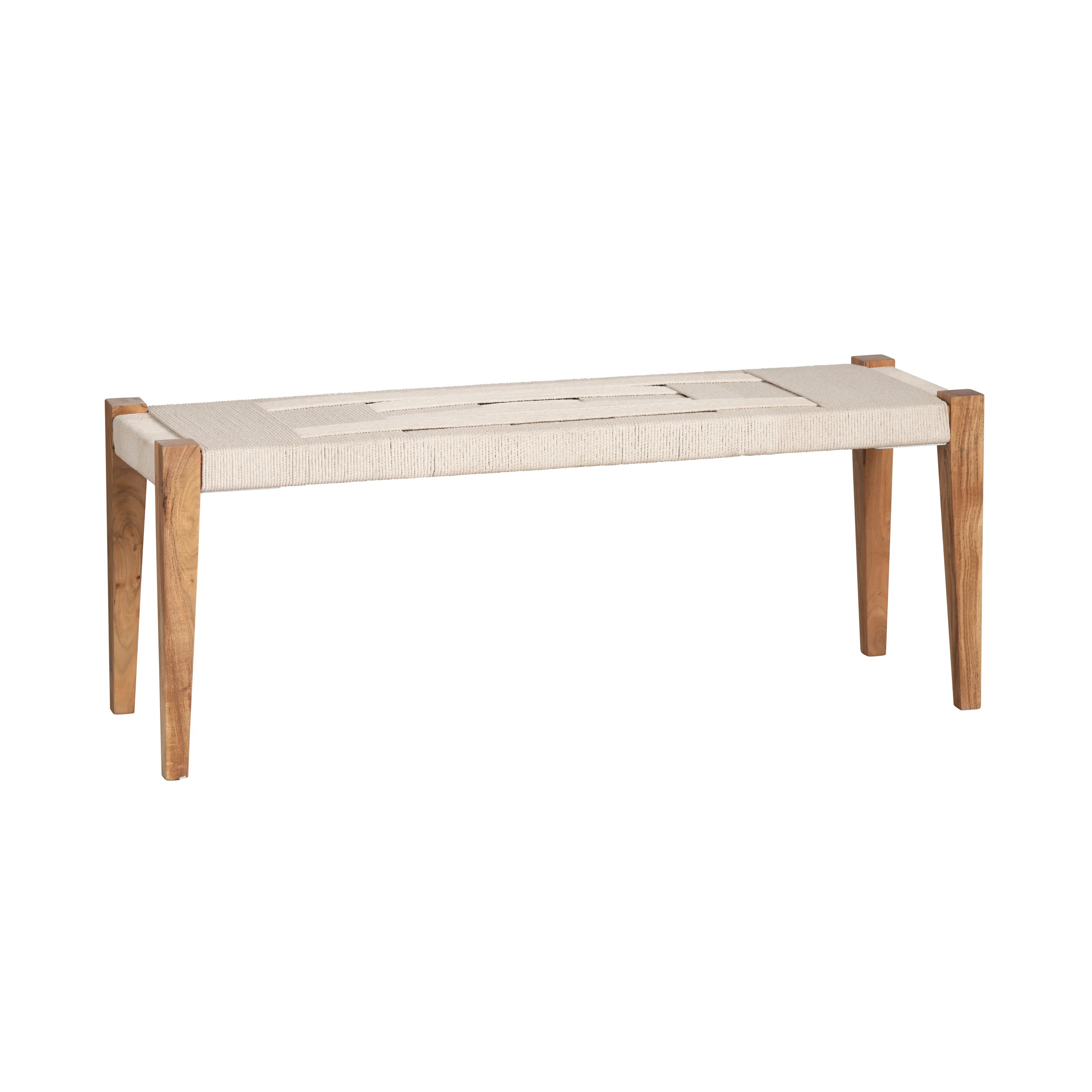 Compass Bench Driftway Woven Bench | Natural Wood & Rope Coastal Bench – The Coastal ...