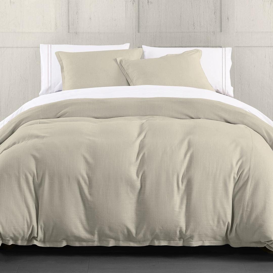 Hera Flange Linen Bedding Set in Light Tan color from HiEnd Accents