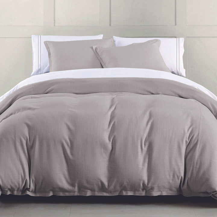 Hera Flange Linen Bedding Set in Taupe color from HiEnd Accents