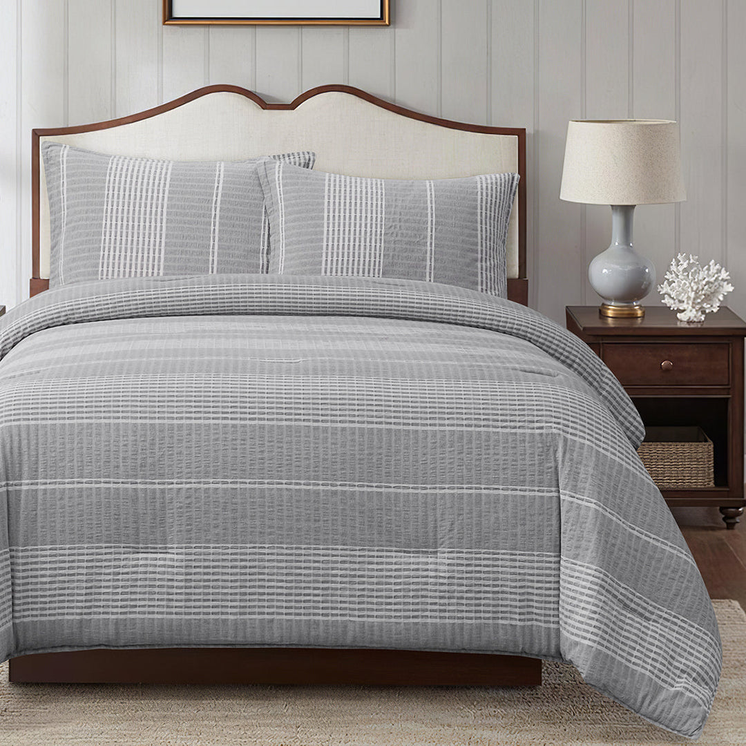 Laine Grey Stripe Comforter Set