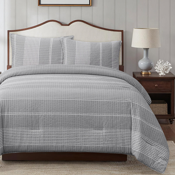 Laine Grey Stripe Comforter Set
