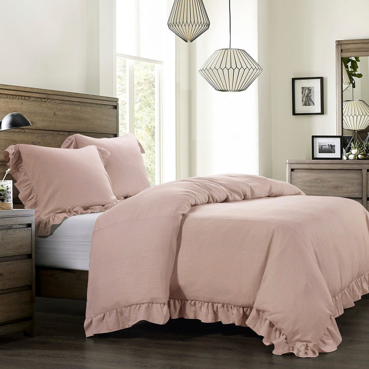 Aurora Ruffled Washed Linen Bedding