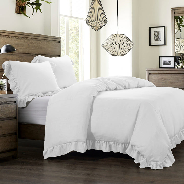 Aurora Ruffled Washed Linen Bedding