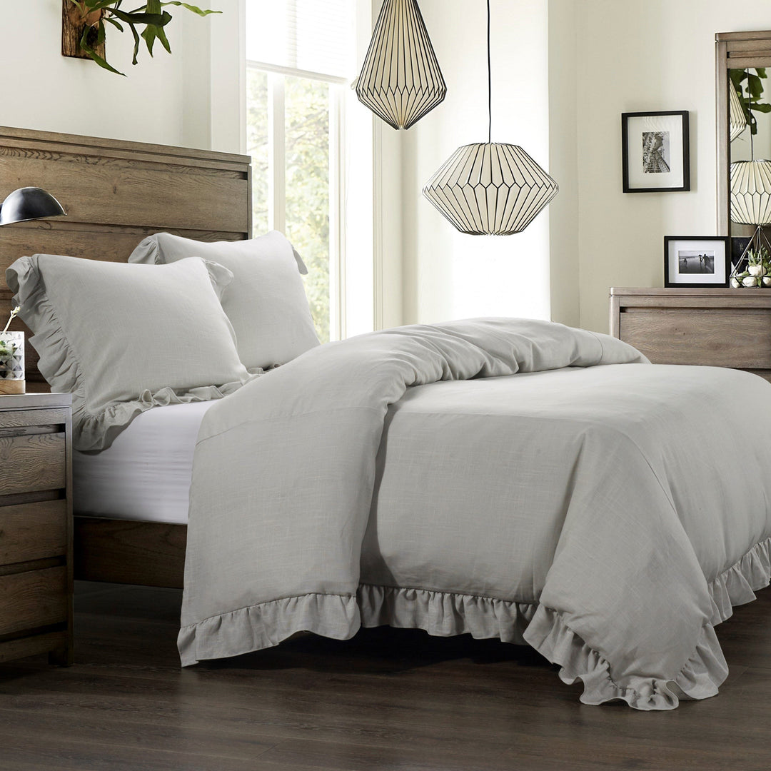 Aurora Ruffled Washed Linen Bedding