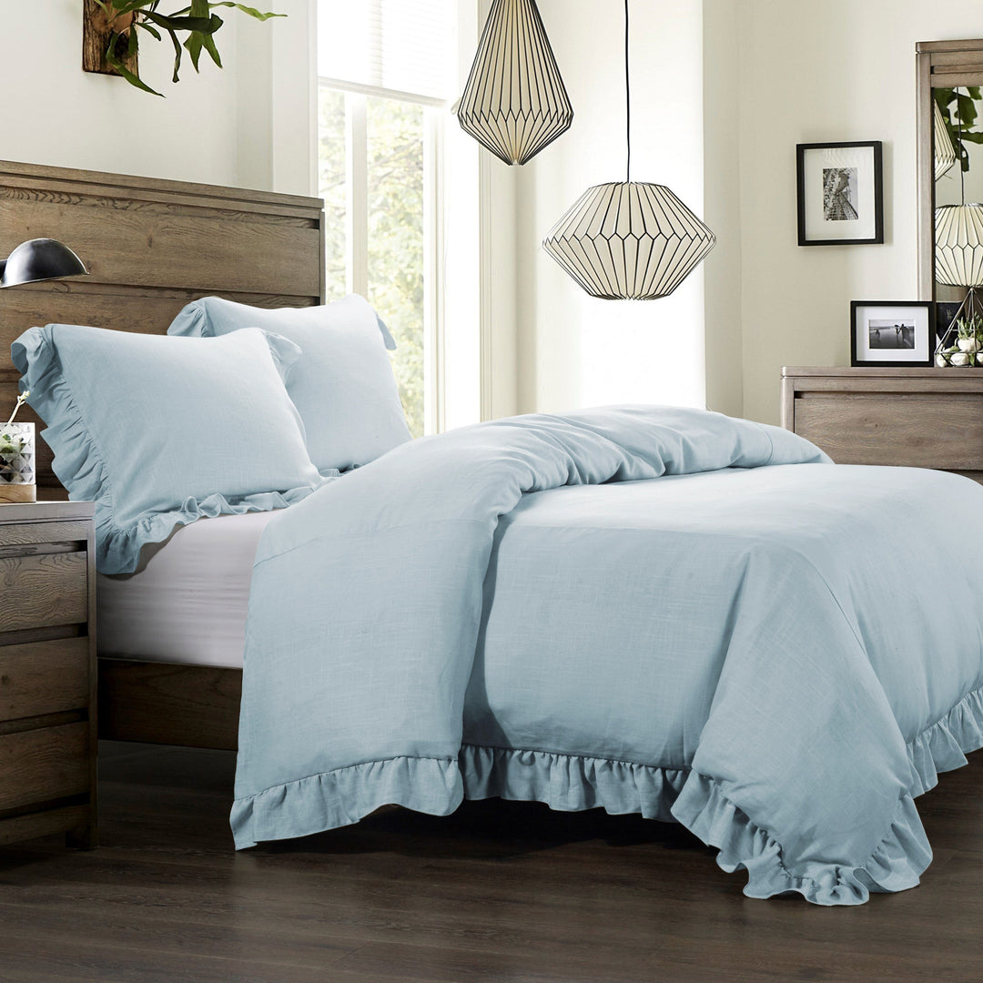 Aurora Ruffled Washed Linen Bedding