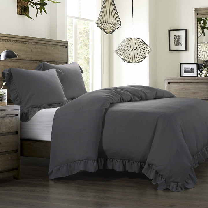 Aurora Ruffled Washed Linen Bedding