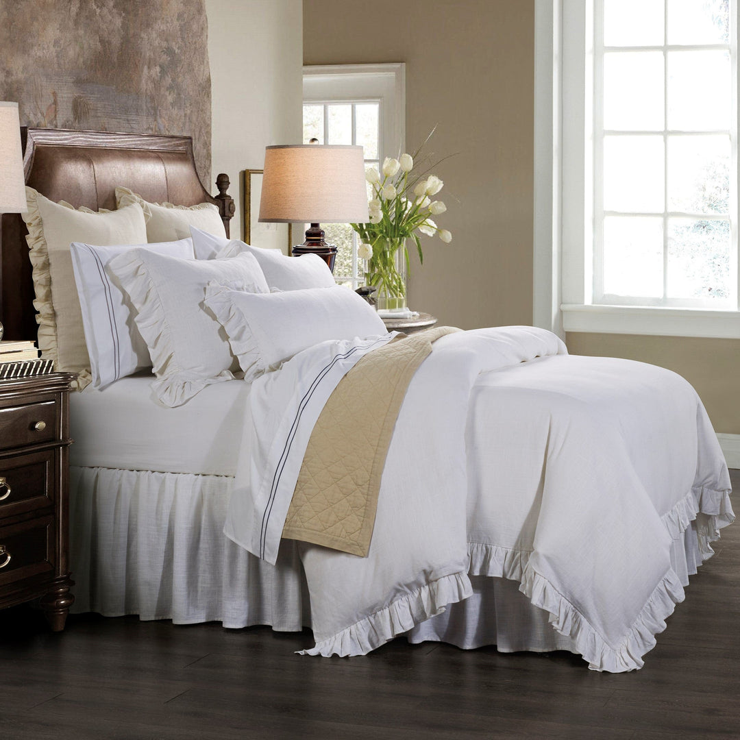 Lily Washed Linen Bedding Set in White color from HiEnd Accents