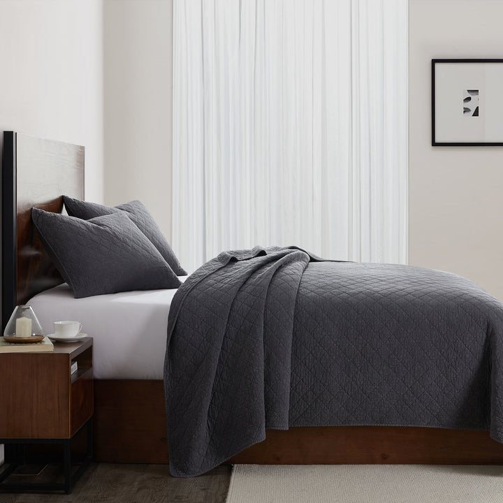 Diamond Stitch Stonewash Quilt Set
