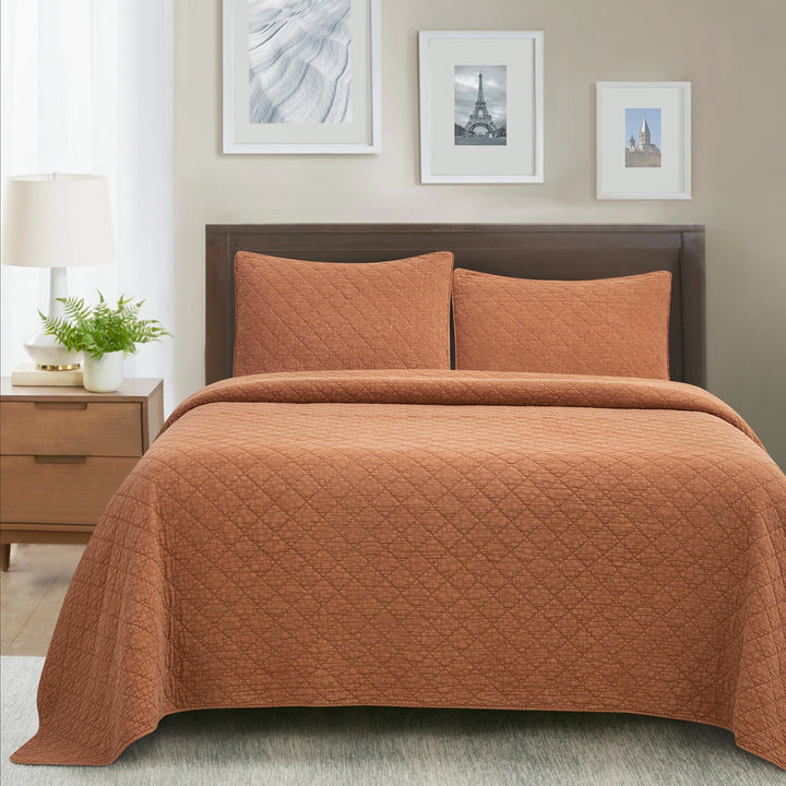 Diamond Stitch Stonewash Quilt Set