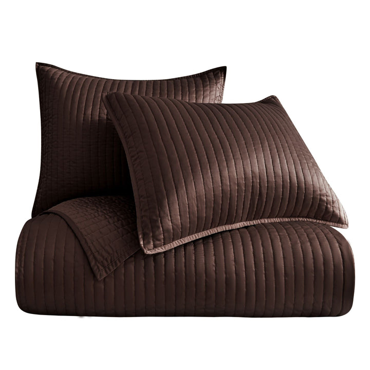 Satin Channel Quilt and Pillow Sham in Chocolate color from HiEnd Accents