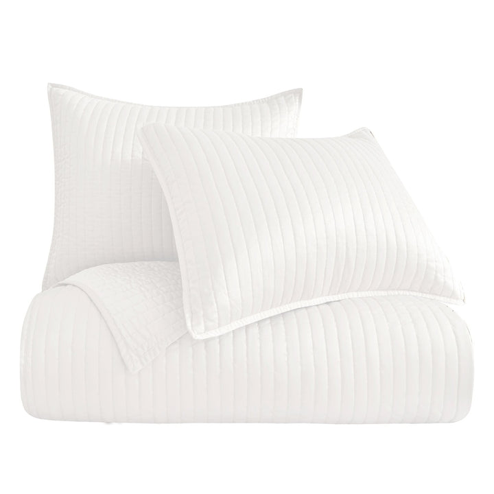 Satin Channel Quilt and Pillow Shams in White color from HiEnd Accents