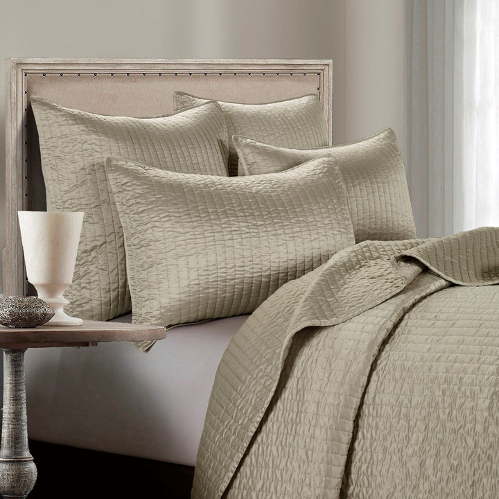 Satin Channel Quilt Set in Taupe color from HiEnd Accents