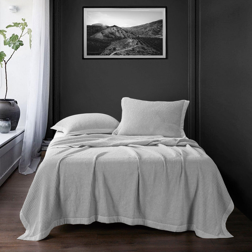 Waffle Weave Cotton Coverlet Set in Grey color from HiEnd Accents