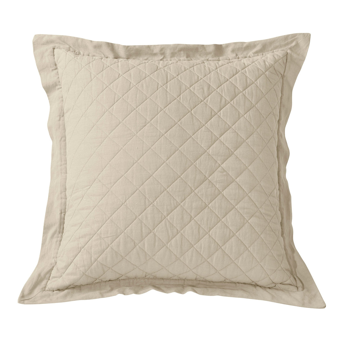 Linen & Cotton Diamond Quilted Euro Sham in Light Tan color from HiEnd Accents