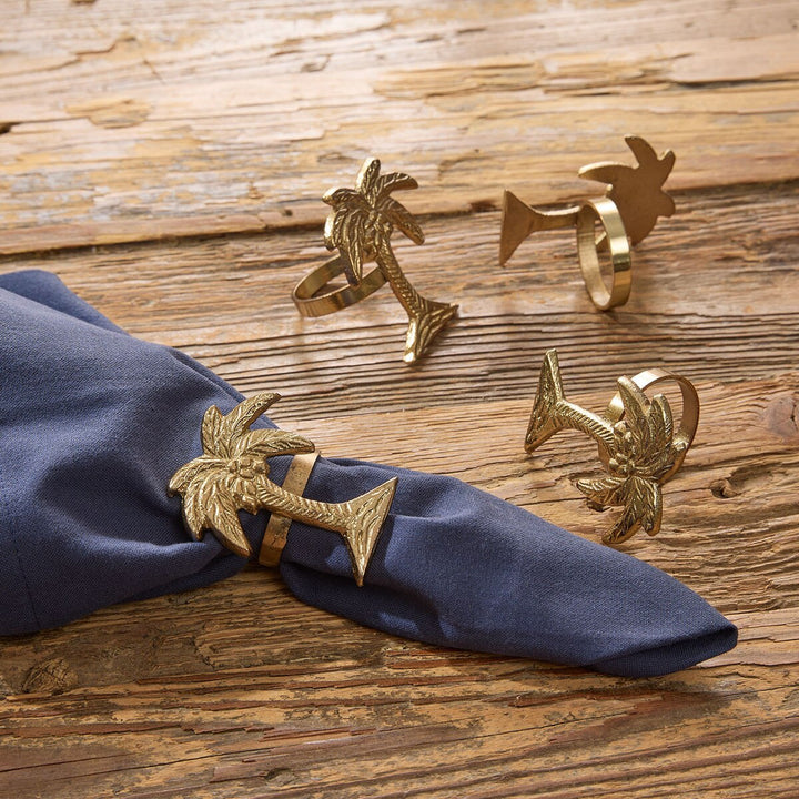 Gold Palm Tree Napkin Rings