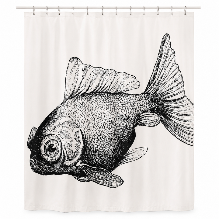 Grey & White Goldfish Shower Curtain