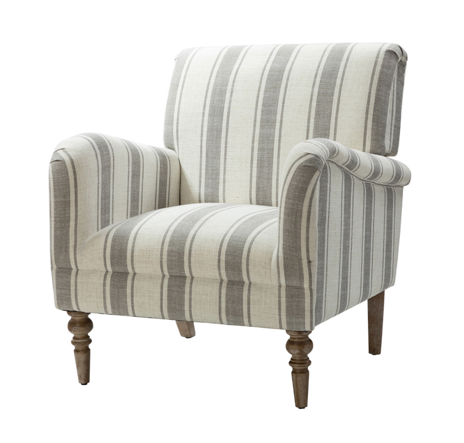 Grey Striped Accent Chair