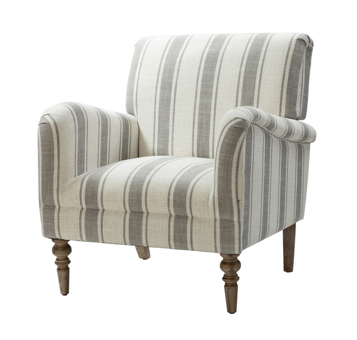 Grey Striped Accent Chair