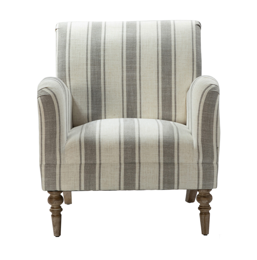 Grey Striped Accent Chair