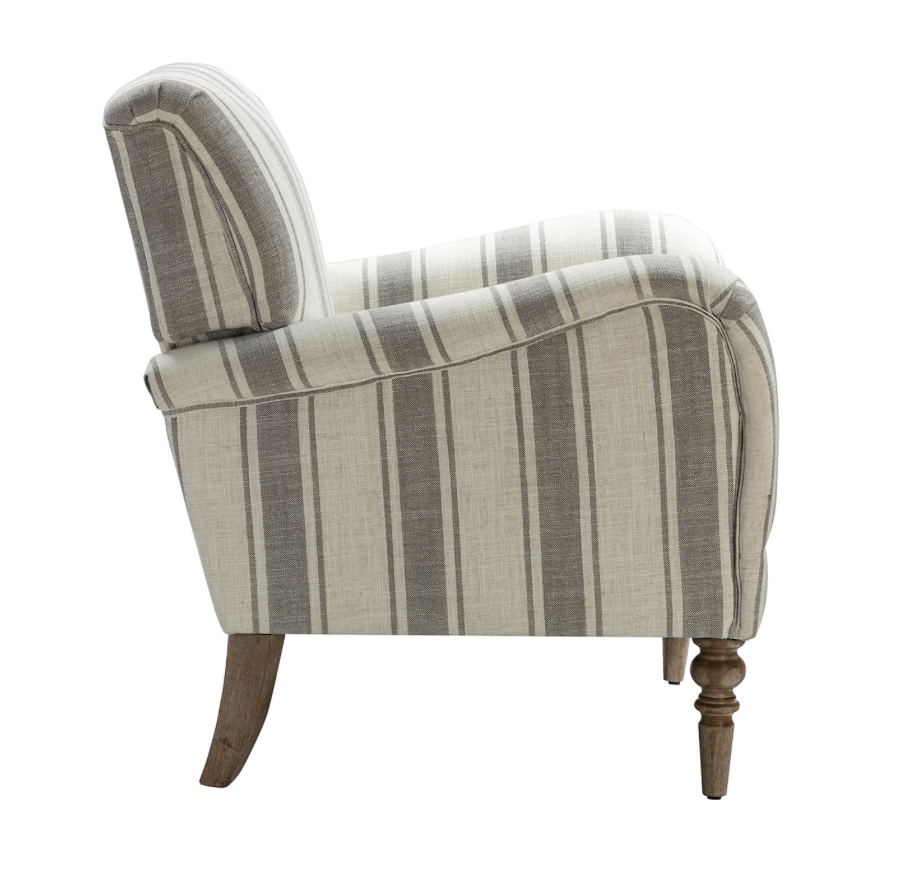 Grey Striped Accent Chair
