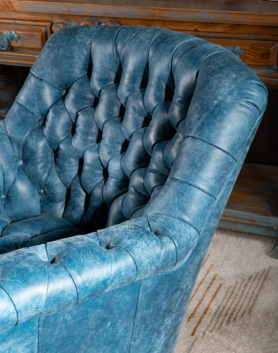 Harbor Leather Tufted Lounge Chair - Coastal Compass Home Decor