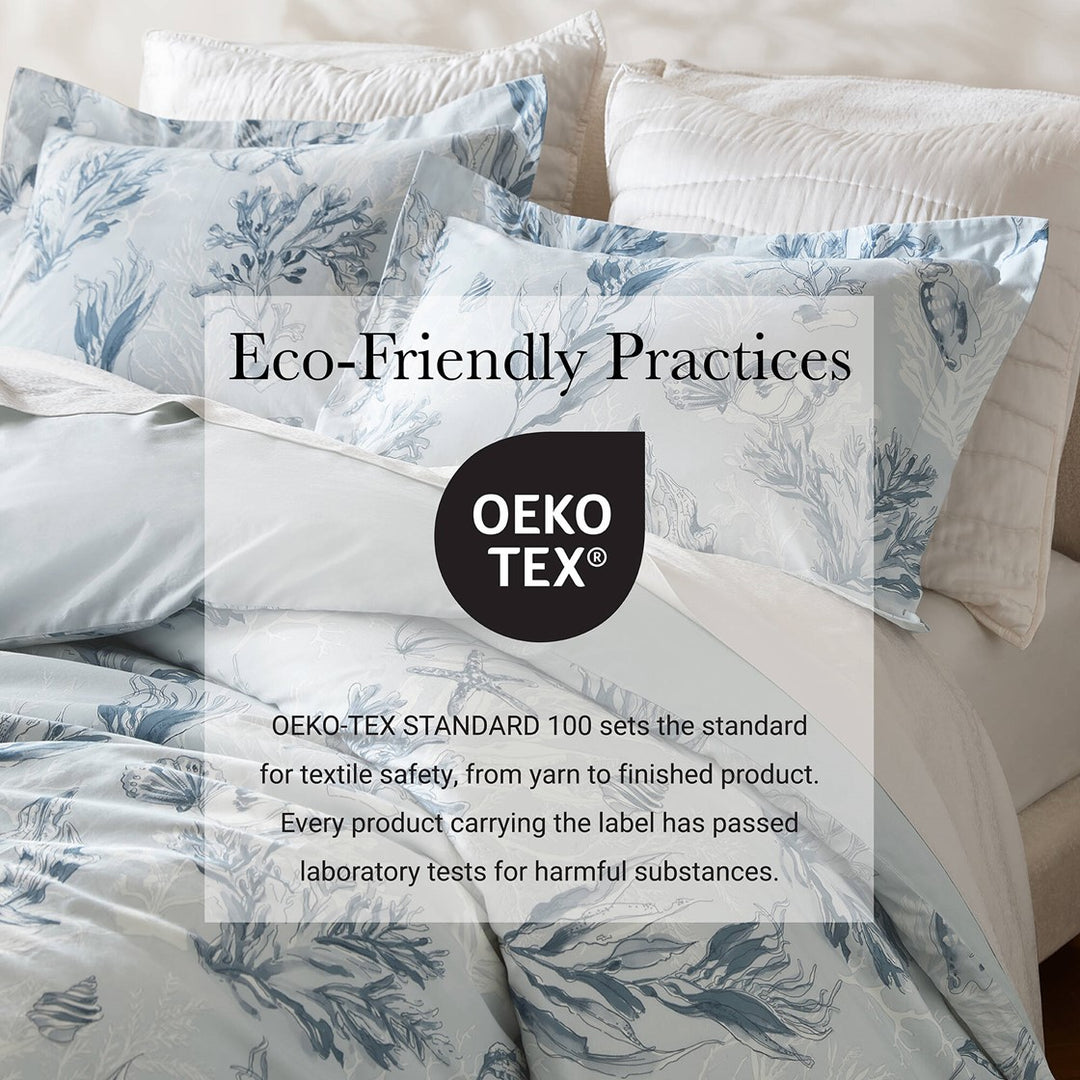 OEKO-TEX Standard 100 certified Harbor Reef cotton sateen coastal duvet cover bedding