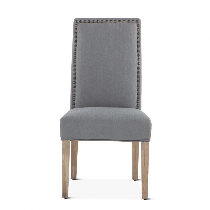 Ivy Upholstered Oxford Grey Dining Chair - Coastal Compass Home Decor
