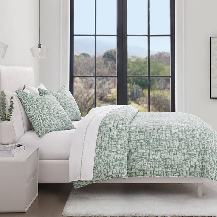 Kelly Bedding Set - Sage Green cross-hatch stitching - white background - Coastal Compass Home Decor
