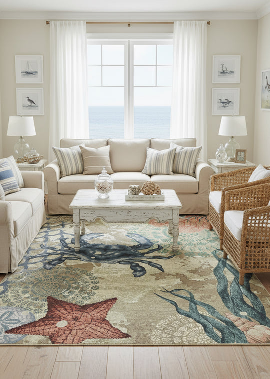 Nautical Rugs | Coastal & Beach Rugs | Coastal Compass Home Decor – The ...
