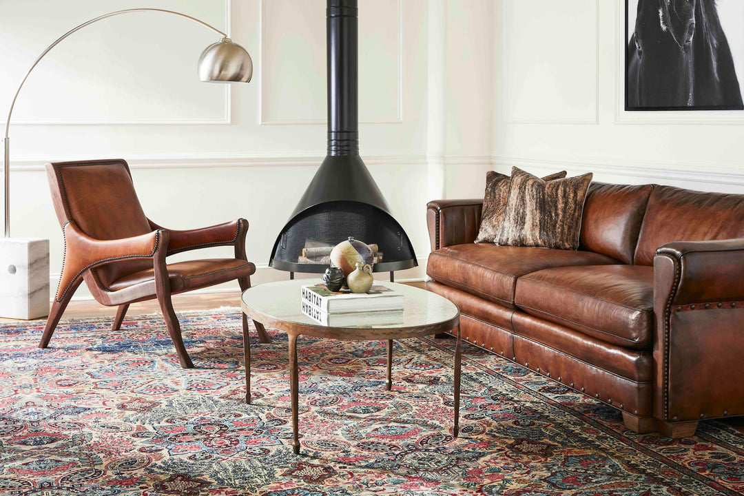 Walnut Leather Accent Chair