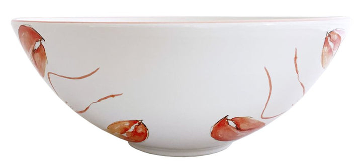 Lobster Serving Bowl - Red Lobster Design - White Ceramic - Coastal Compass Home Decor