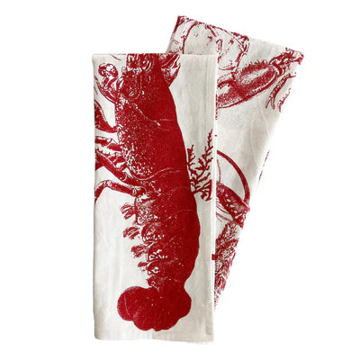 Red Lobster Kitchen Towel Set - Red on white - Coastal Compass Home Decor