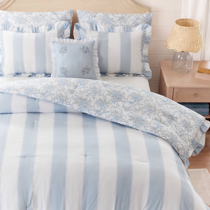 Lucy Striped Reversible Comforter Set