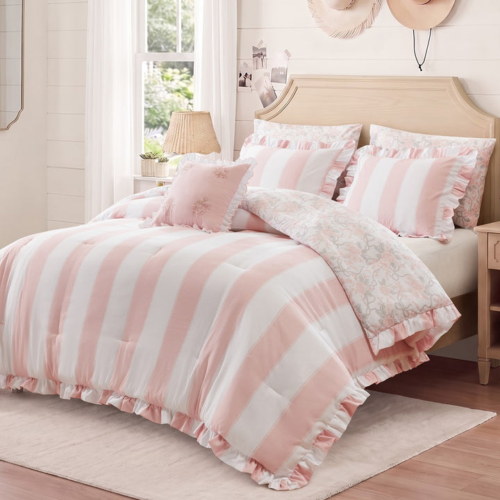 Lucy Striped Reversible Comforter Set