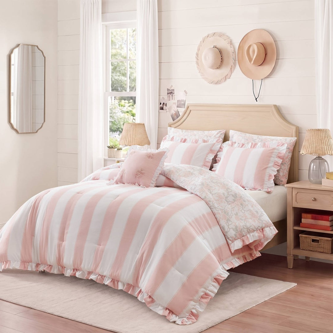 Lucy Striped Reversible Comforter Set