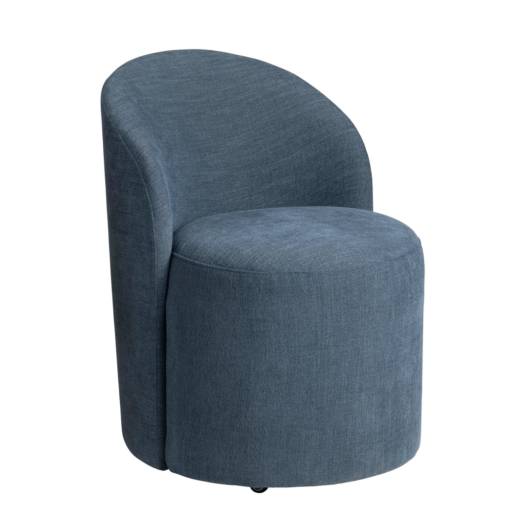 Luna Navy Dining Chair - Navy Blue Upholstery - Curved Back - Round Seat - Coastal Compass Home Decor