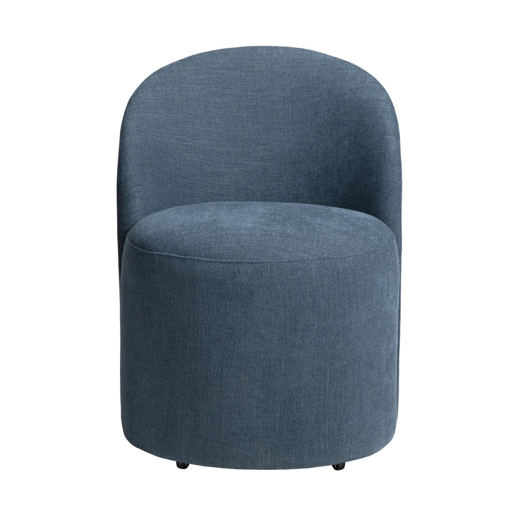 Luna Navy Dining Chair - Navy Blue Upholstery - Curved Back - Round Seat - Coastal Compass Home Decor
