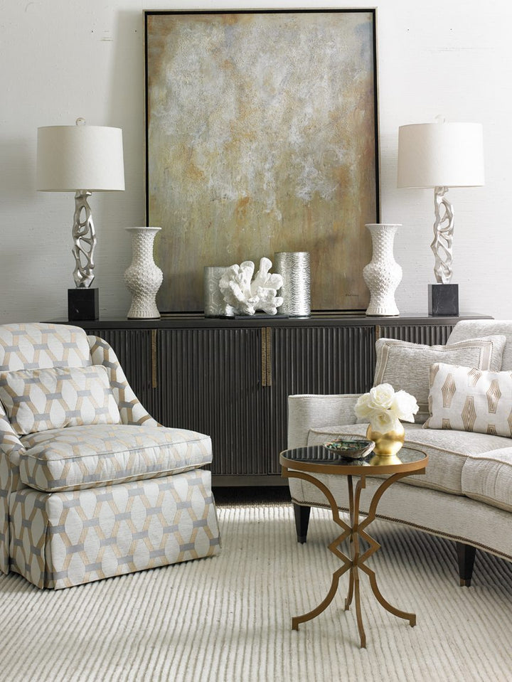 Macy Credenza - Maple wood - Carob Brown Finish - Bronze hardware - 4 doors - Coastal Compass Home Decor