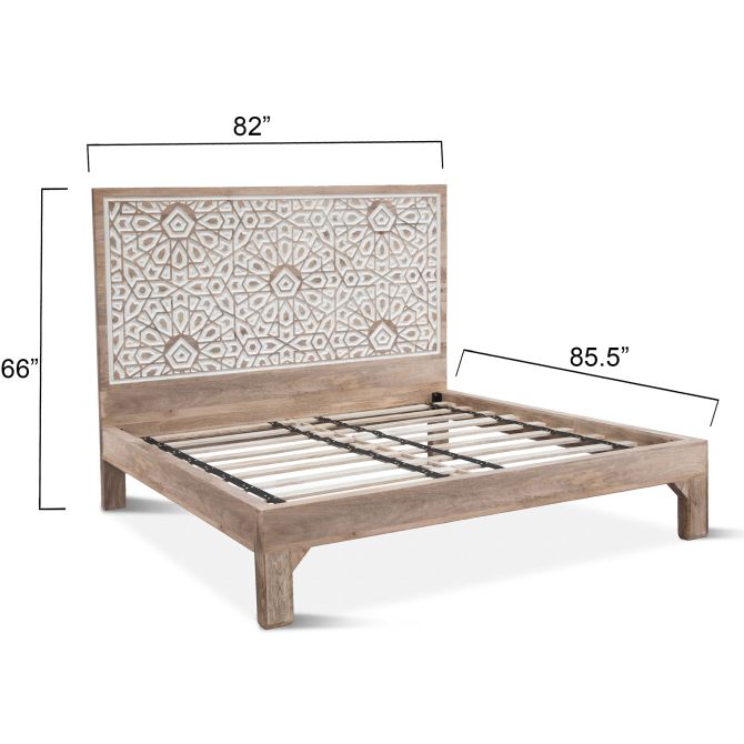 Mango Wood Hand Carved Bed Frame