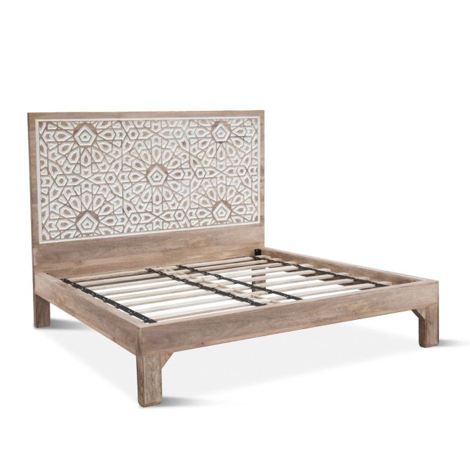 Mango Wood Hand Carved Bed Frame