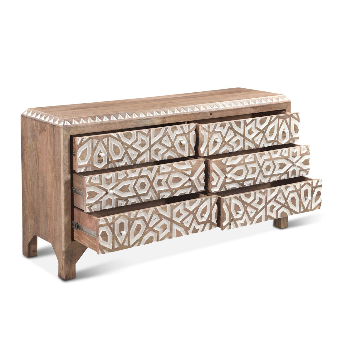 mango wood dresser Mango Wood Hand-Carved Dresser