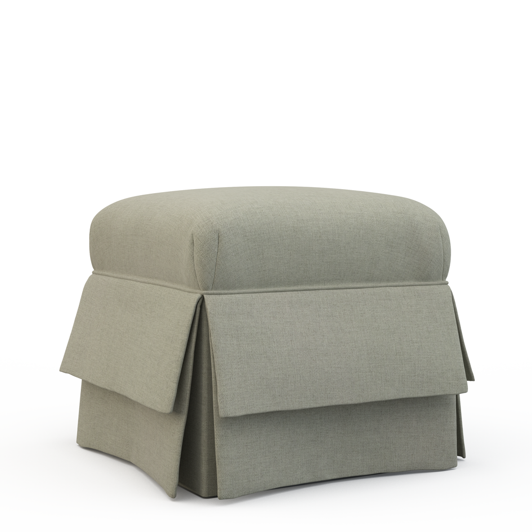 Gray ottoman with a skirt on a white background
