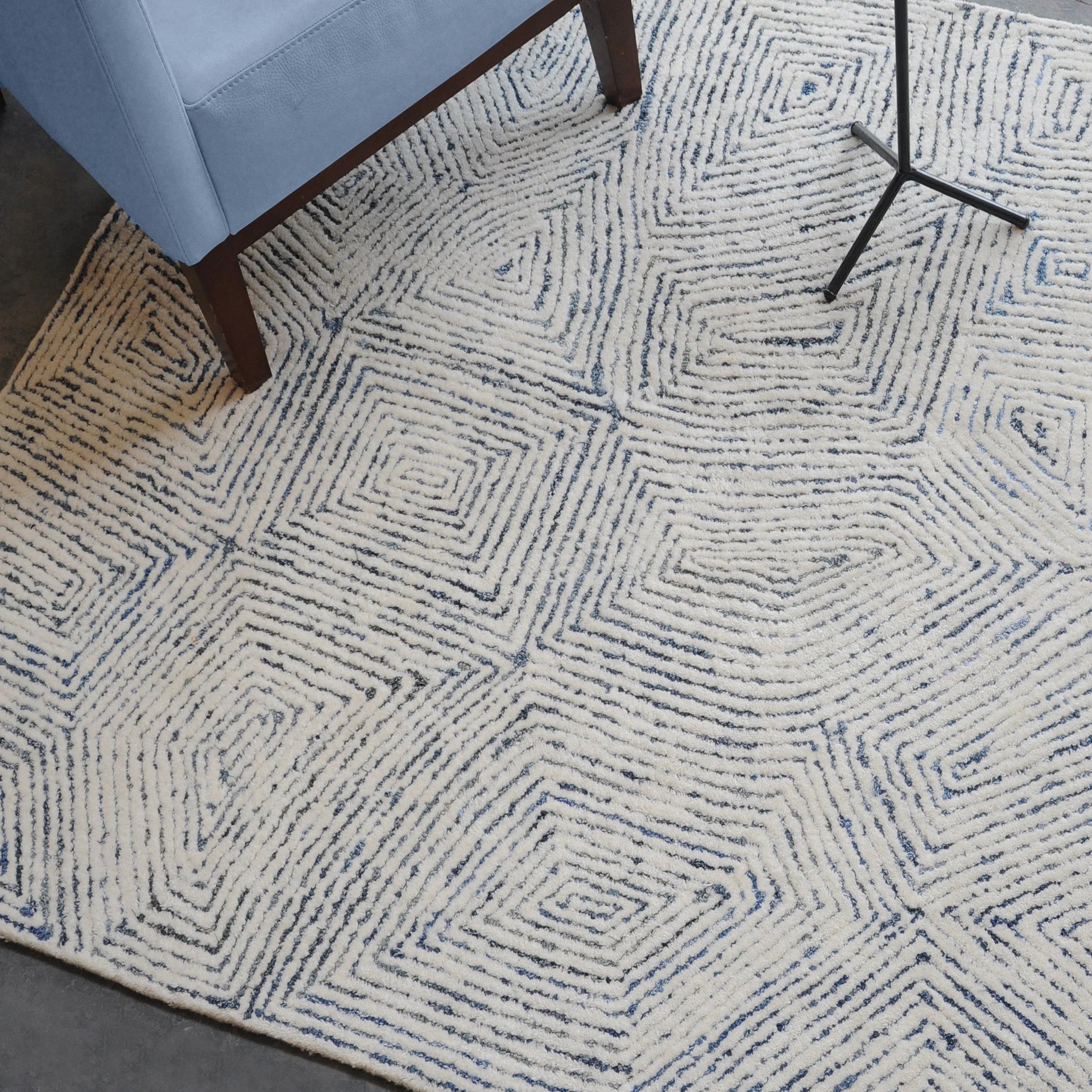 Blue Maze Area Rug | Coastal Rugs | Coastal Compass Decor – The Coastal ...