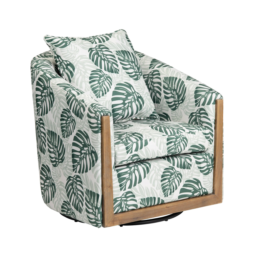 Monstera Upholstered Accent Chair - Monstera Leaves - Greens - 29" x 29" - Coastal Compass Home Decor