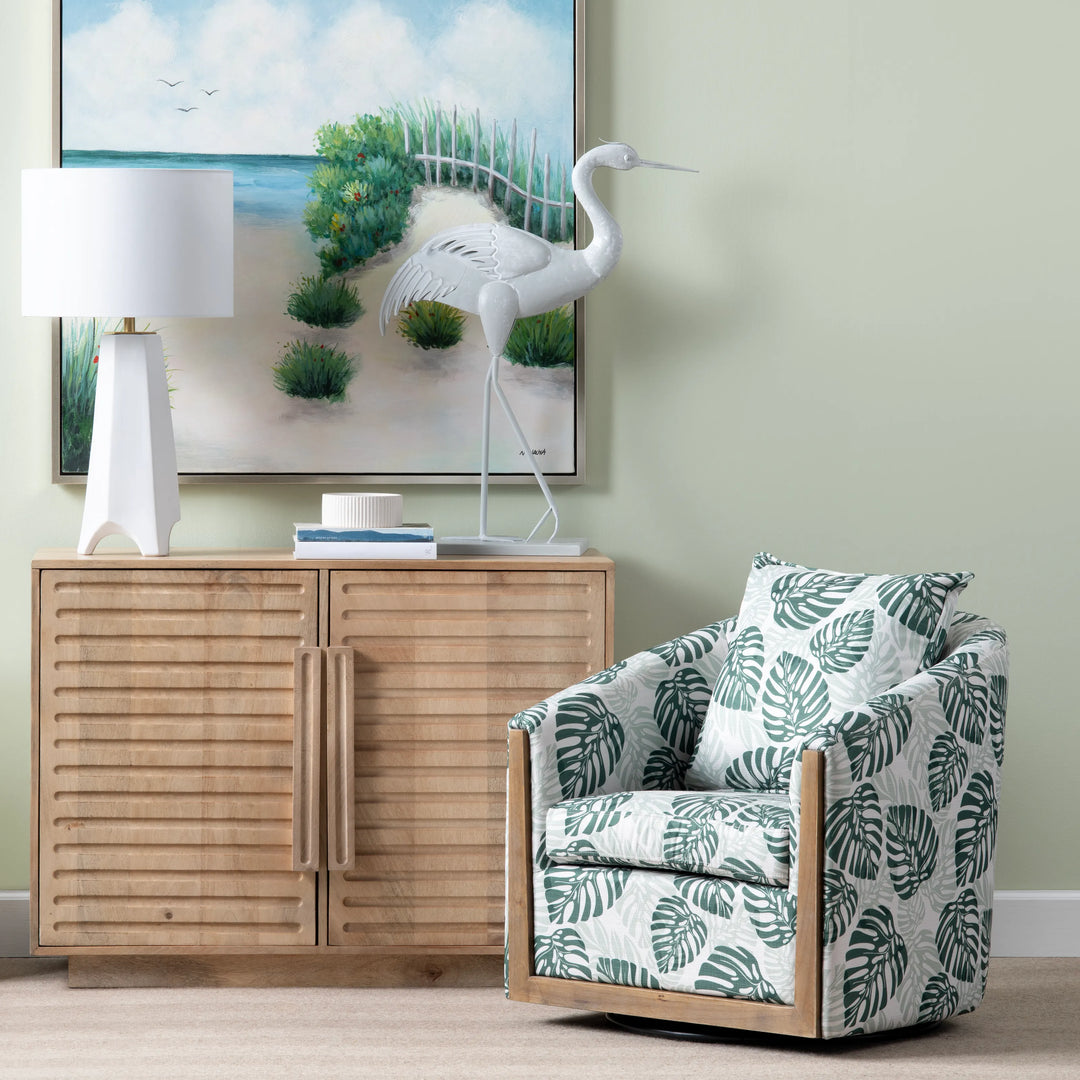 Monstera Upholstered Accent Chair - Monstera Leaves - Greens - Coastal Compass Home Decor
