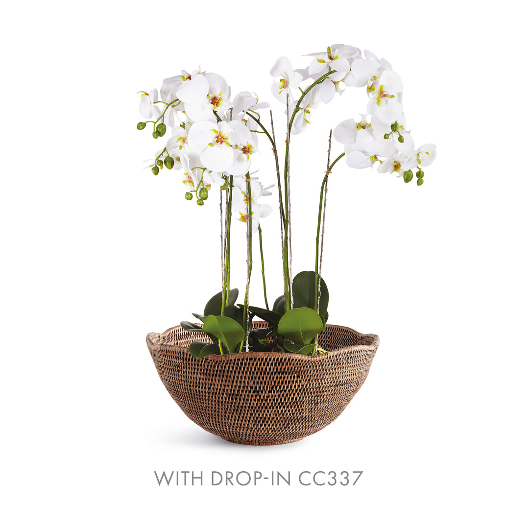 Bermuda Brown Rattan Scalloped Bowl