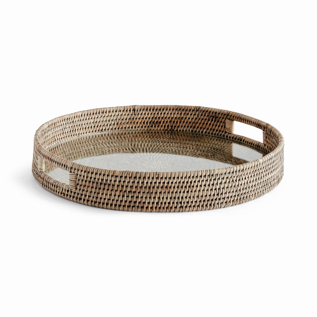 Bermuda Rattan Grey Round Tray