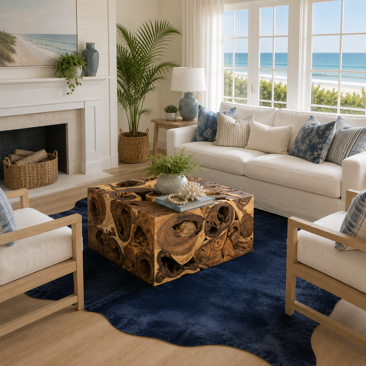 Dark Coast Navy Blue Cowhide Rug