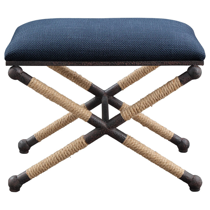 Compass Bench Navy & Rope Small Bench | Coastal Compass Home Decor – The Coastal ...