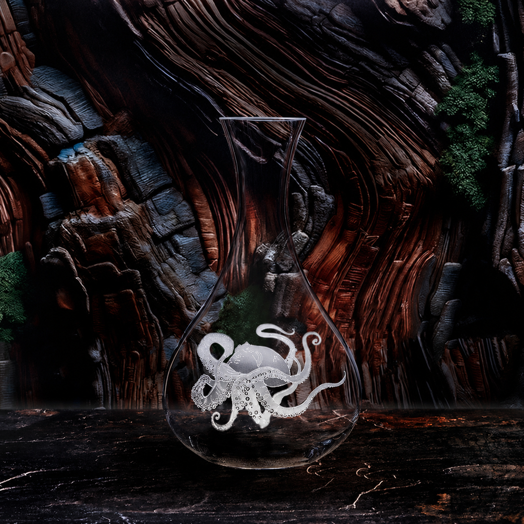 Octopus Crystal Sand Carved Wine Carafe